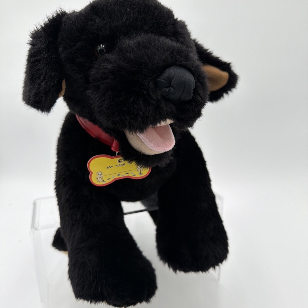 Black Labrador Lab Build a Bear Dog Puppy Plush Stuffed Animal 10" Red Collar